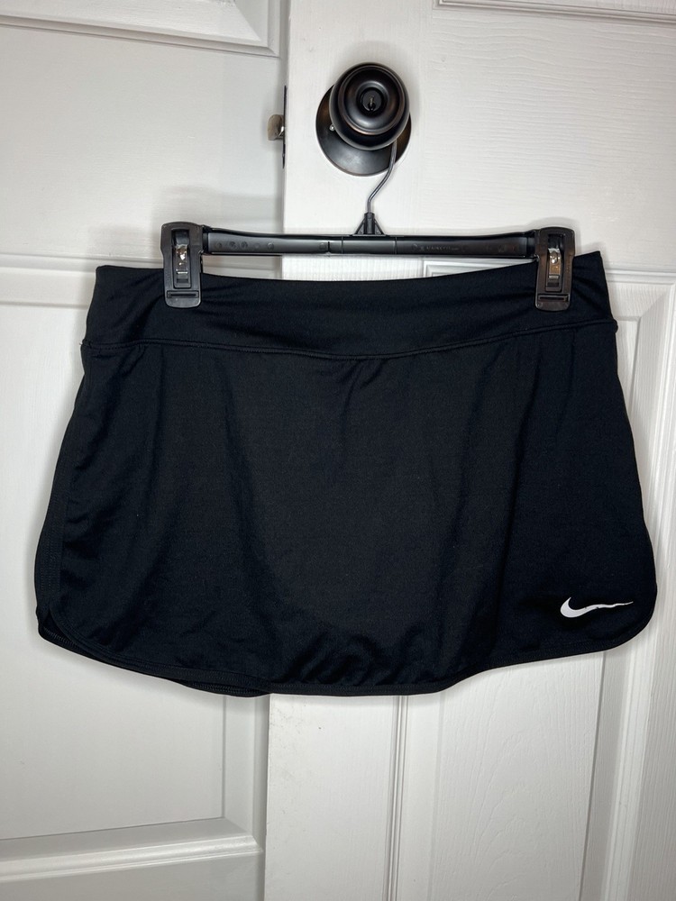 Nike Tennis Short Skort Skirt Black Women M Flat Front Golf Pickleball Athletic
