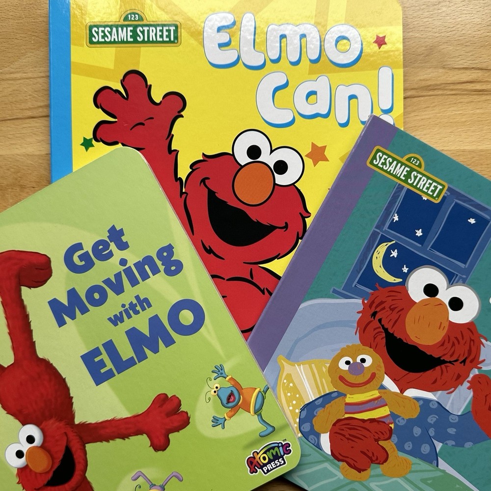 Sesame Street Elmo Board Book Bundle Toddler Kids Bedtime Learning 3pc
