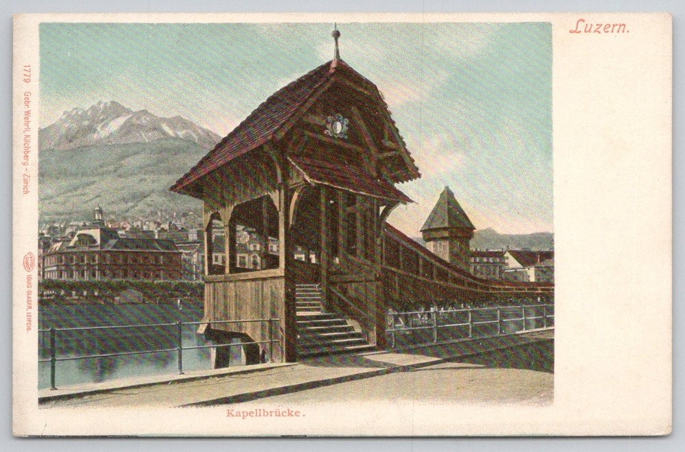 Luzern Kapellbrücke Chapel Bridge Switzerland Postcard c1900s