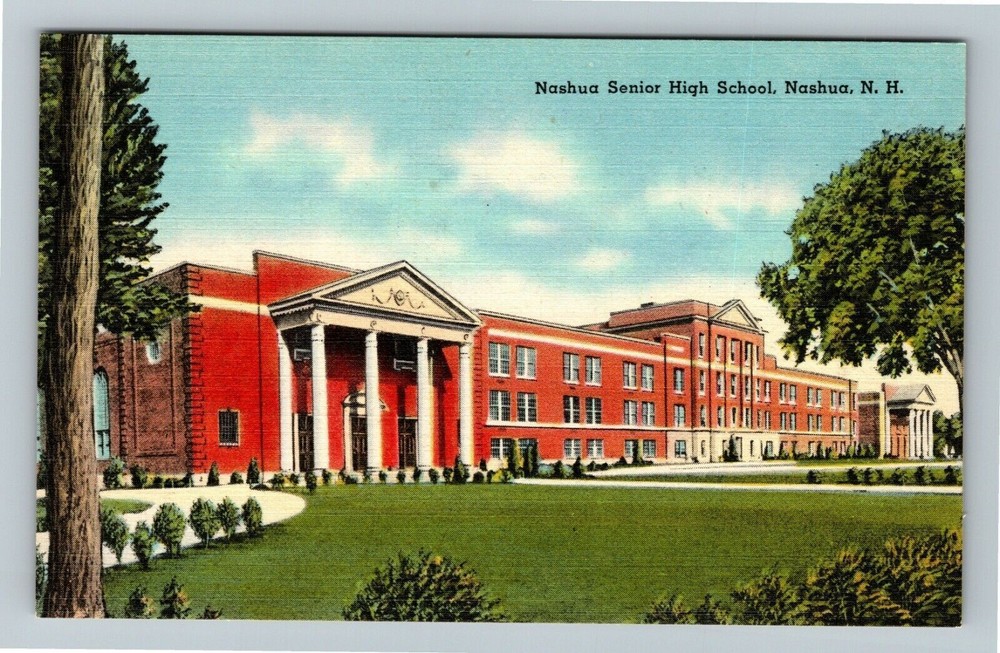 Nashua NH-New Hampshire, Nashua Senior High School, Vintage Postcard