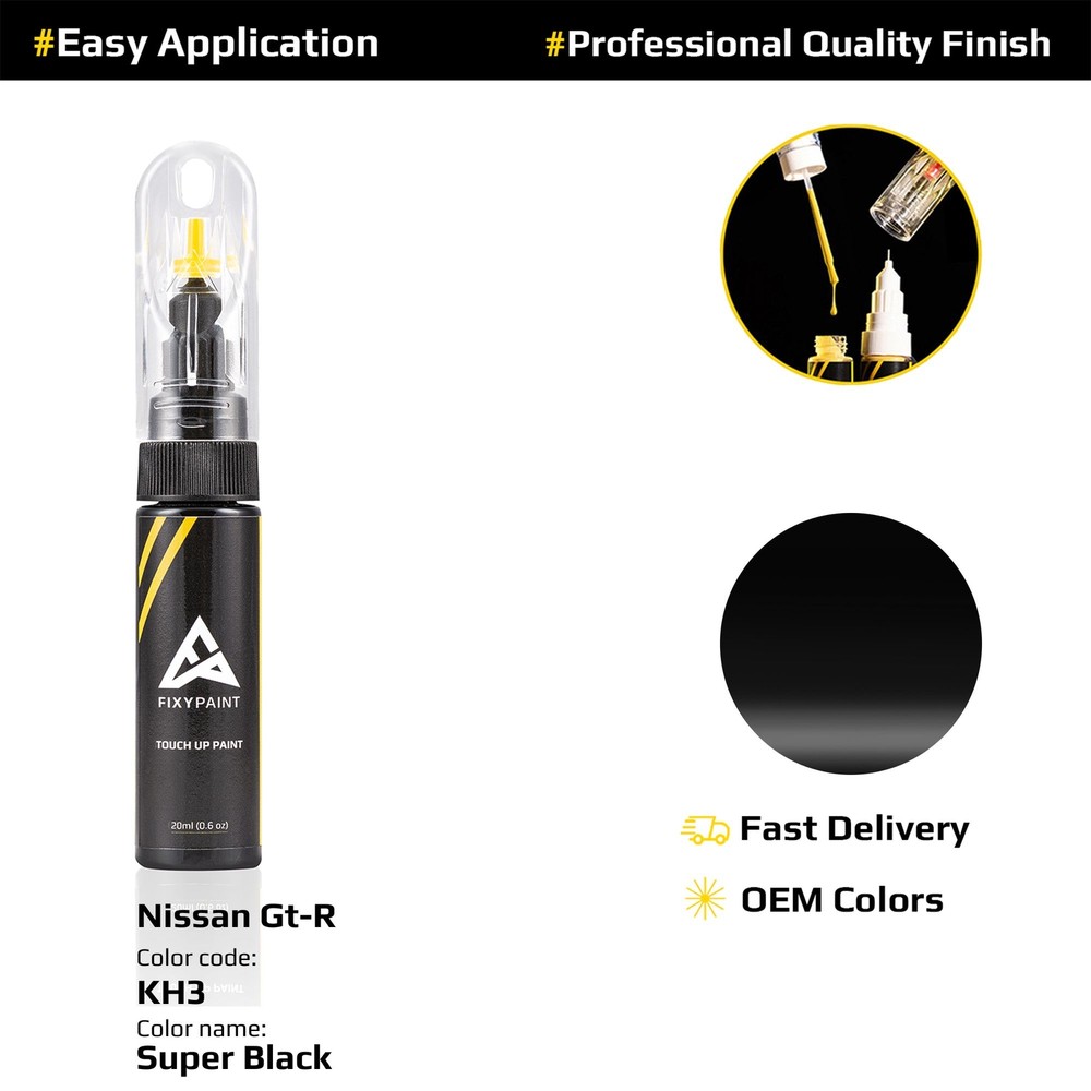 Touch up Paint for Nissan Gt-R Code: KH3 Super Black Professional Repair