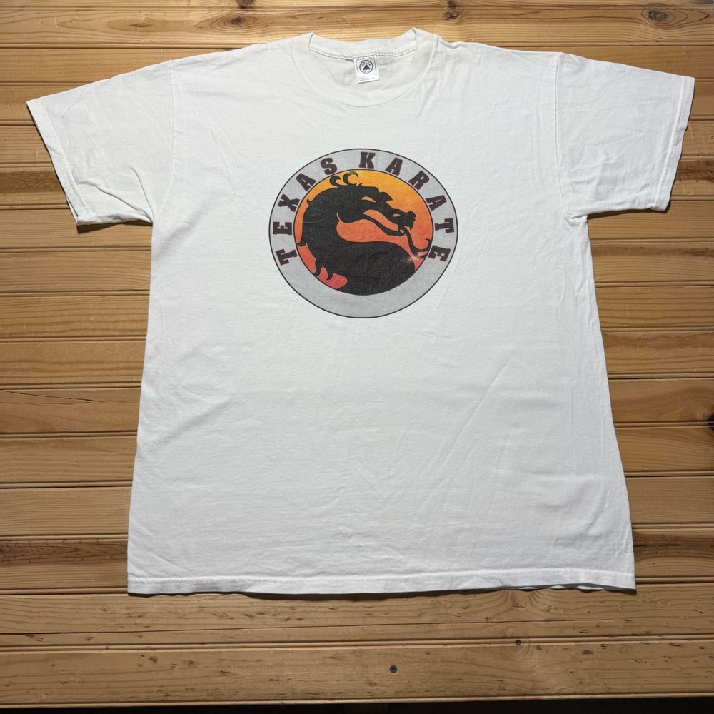 Vintage 90s Texas National Karate Team Mortal Kombat Dragon Graphic T-Shirt - XL