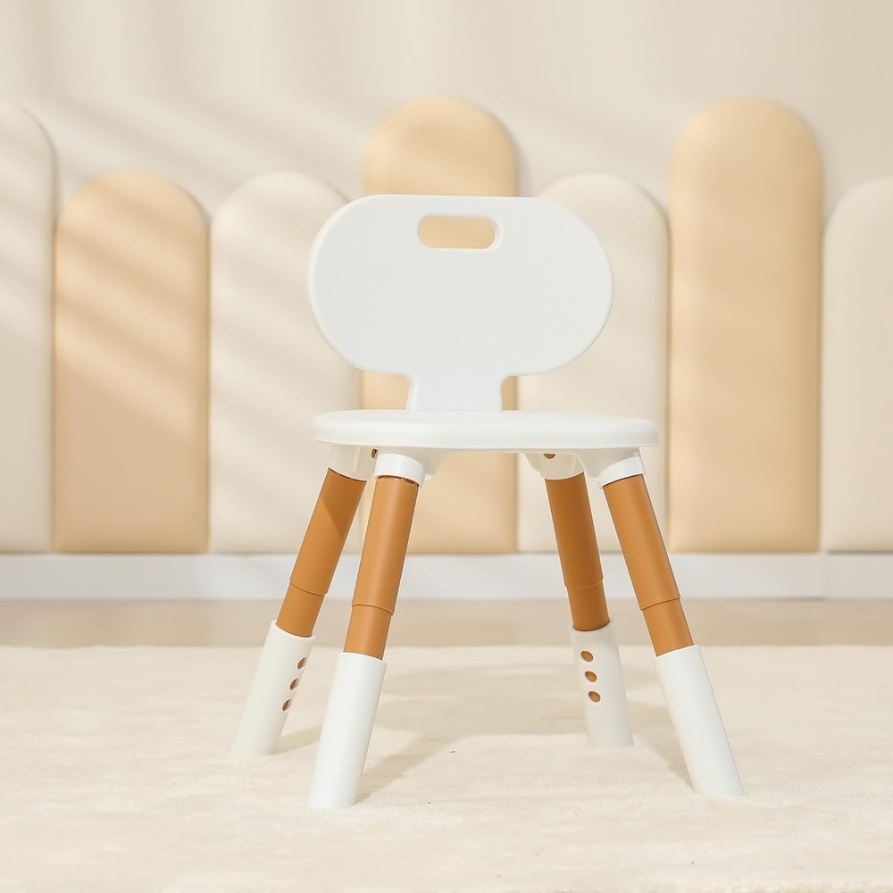 3-Level Adjustable Kids Plastic Chair for Preschool in Beige