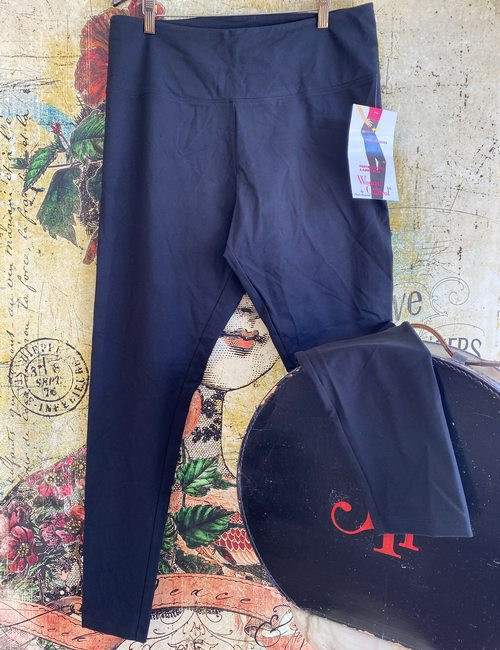 Women with Control Black Tall Tummy Control Leggings w/ No Side Seam L New Large