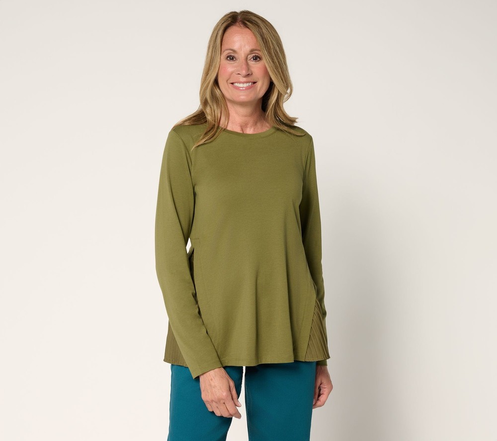 LOGO by Lori Goldstein Women's Top Sz XL Make Your Selection: Long Green A723772
