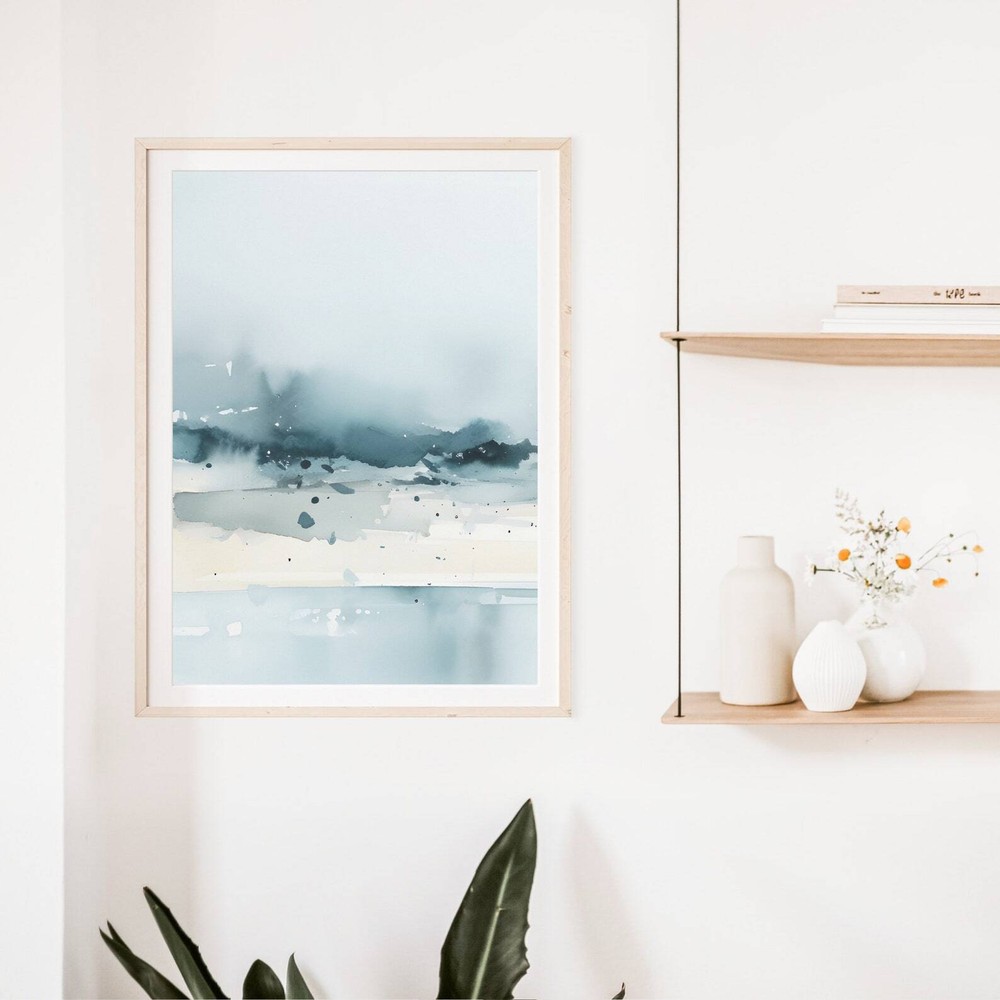 Abstract Watercolor Coastal Art Beach House Decor Aesthetic Ocean Art Print