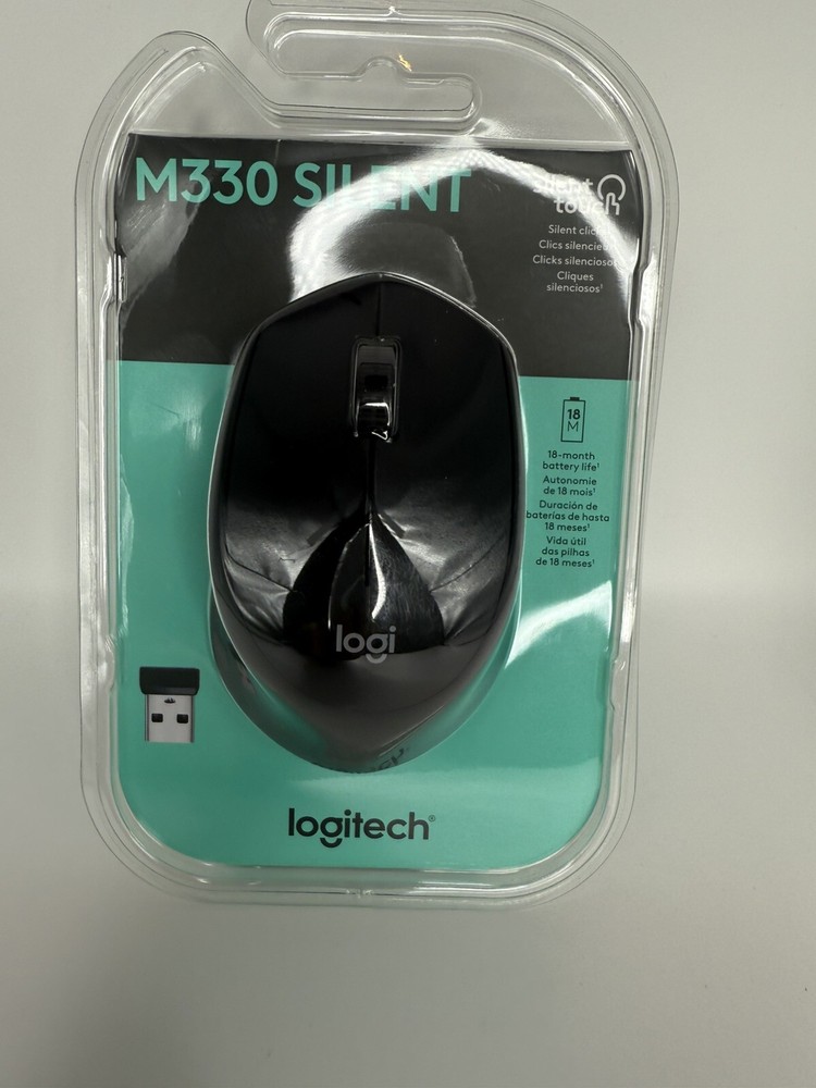 Logitech M330 Silent Plus 1000 DPI Wireless Mouse in Black - 910-004905