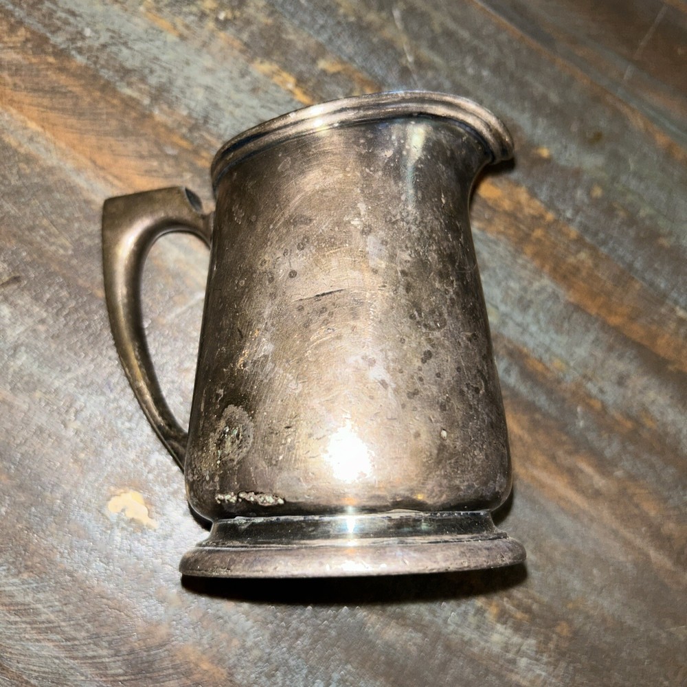 Vintage R Wallace 8oz Creamer Silver Soldered 0385  Restaurant Ware Patina