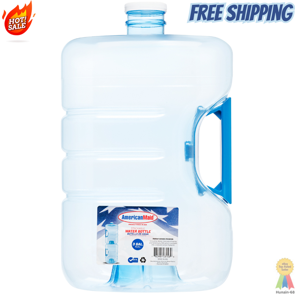 3-Gallon Water Bottle Secure Liquid Jug Container BPA-Free Reusable Easy-To-Grip
