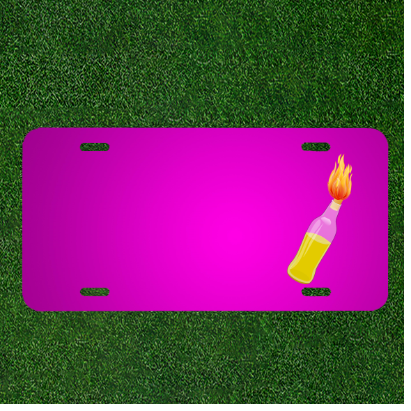 Custom Car License Plate with Bottle Fire Cocktail Name Personalization