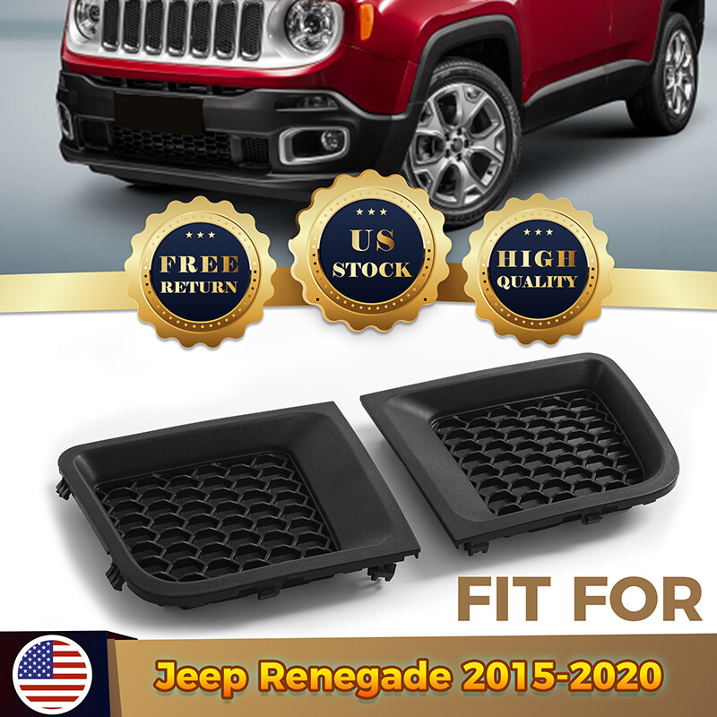 Pair Front Bumper Cover Bezel Lower Grille Insert For 2015-2017 18 Jeep Renegade