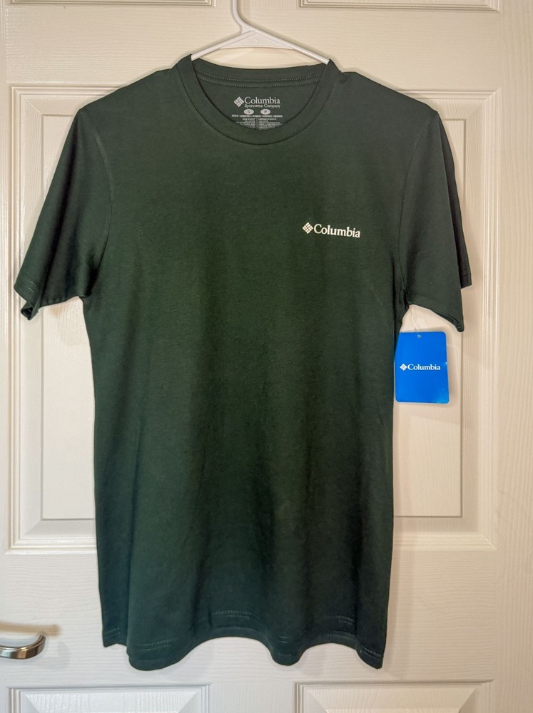 Columbia CSC Runner T Shirt Mens S Green Cotton Short Sleeve Logo Graphic NWT
