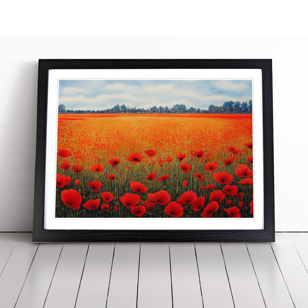 Poppy Field Vol.1 Framed Canvas Wall Art Print Poster Picture, Home Decor