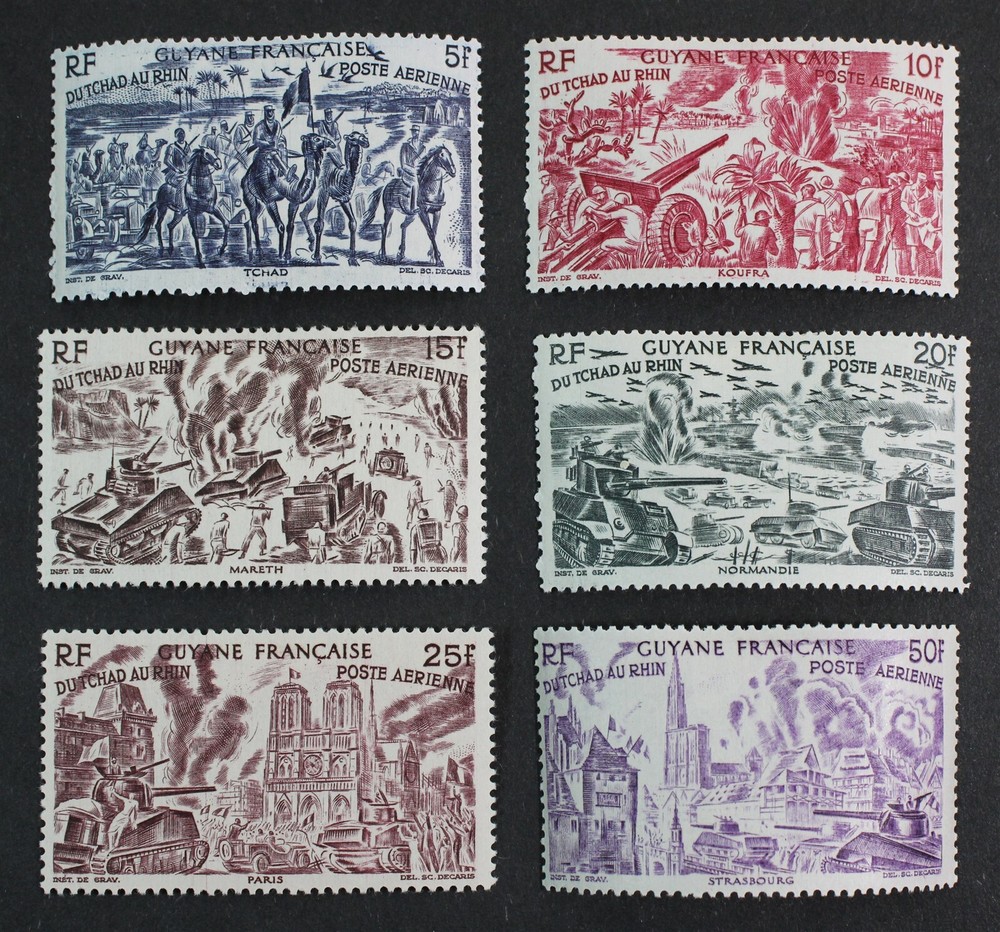 CKStamps: France Stamps Collection Guiana Scott#C12-C17 Mint H OG