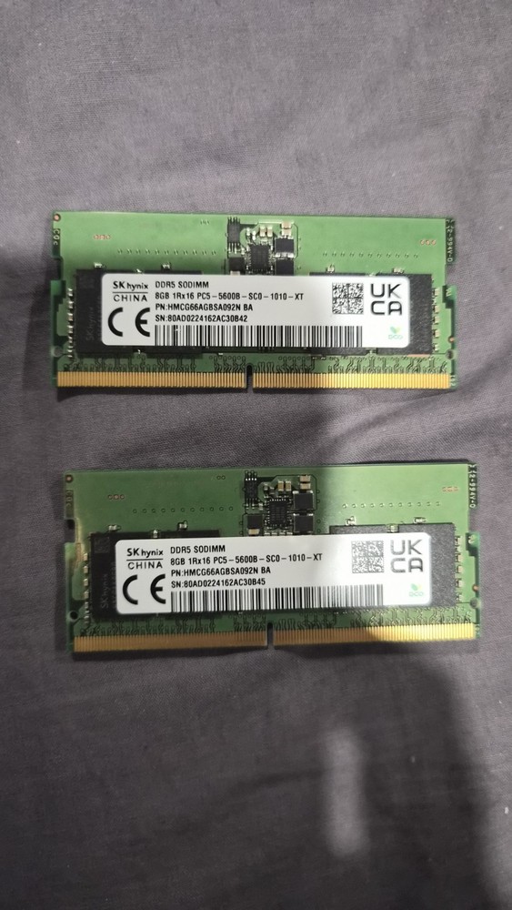 16GB (2x8GB) DDR5 5600MHz Laptop RAM (SODIMM).