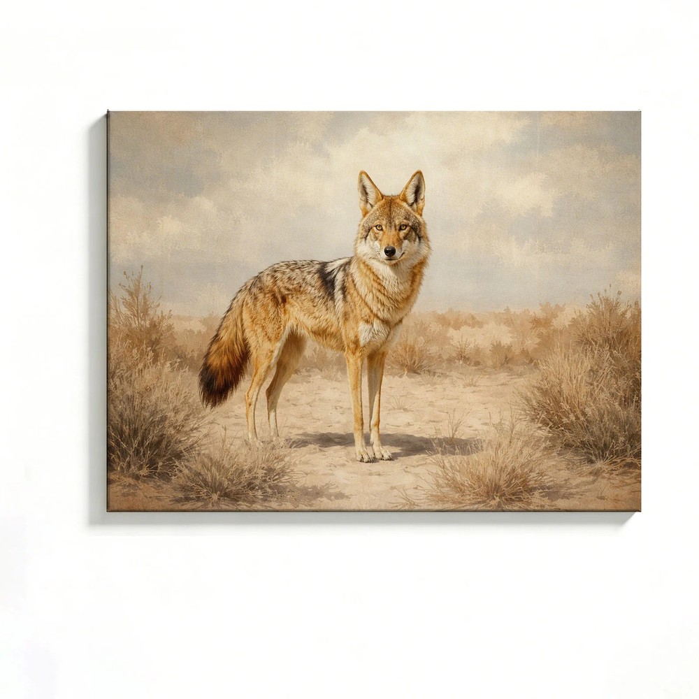 Coyote Canvas Painting 2D Flat Frameless Wall Art for Home Office Decor