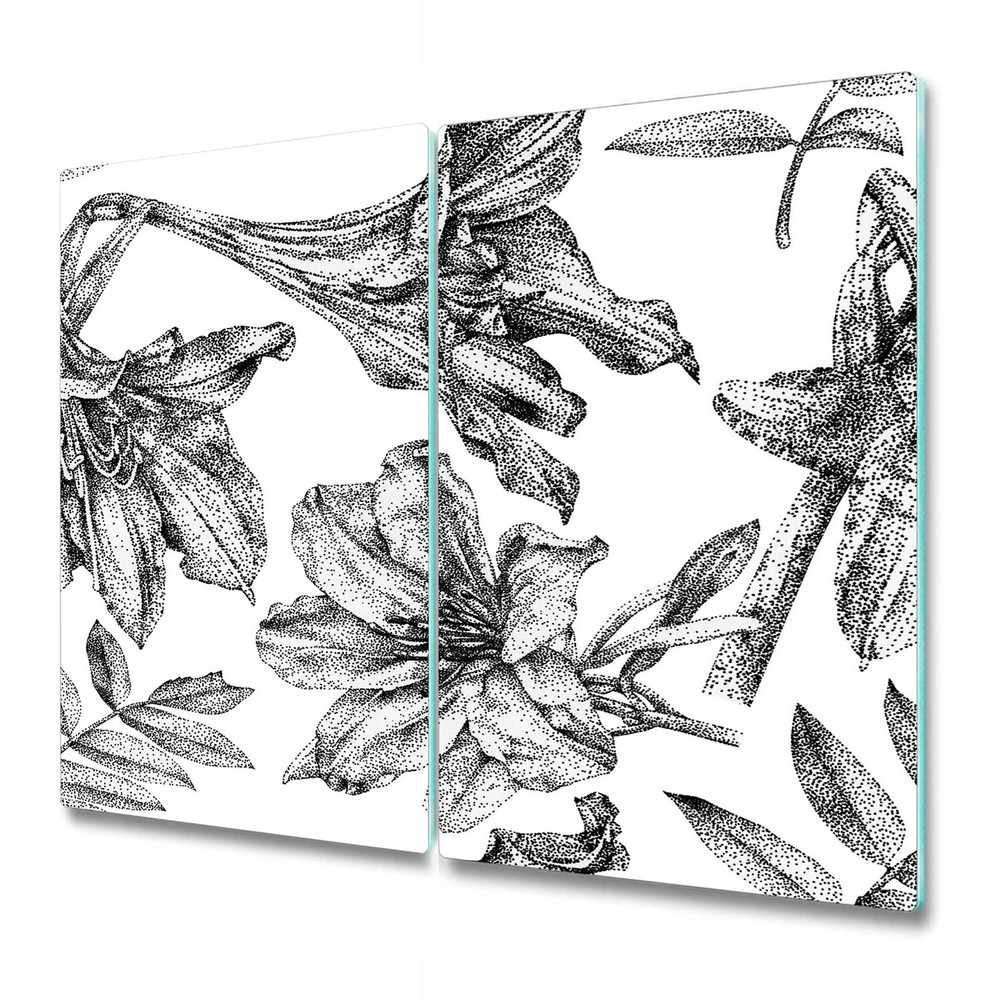 Glass Cutting Serving Board Worktop Saver Dotted Lillie Floral Flowers 2x30x52