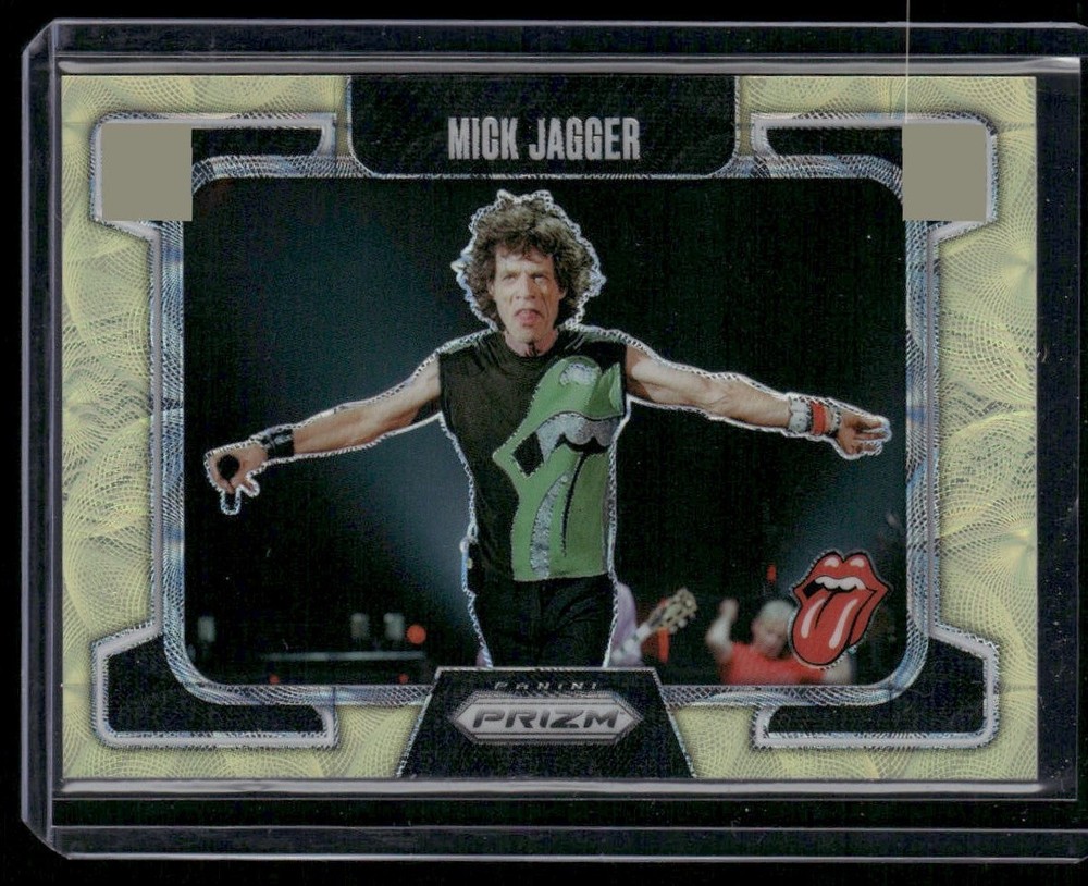 2025 Panini Prizm The Rolling Stones #94 Mick Jagger Yellow Scope /199
