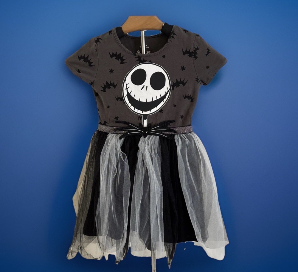 Disney Nightmare Before Christmas Girls Cosplay Dress Sz 4/5 Jack Skellington