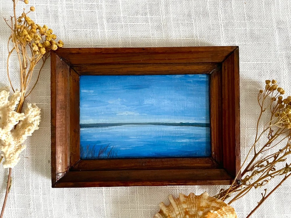 Oil Miniature Seascape Painting - Vintage Painting - Antique Decor