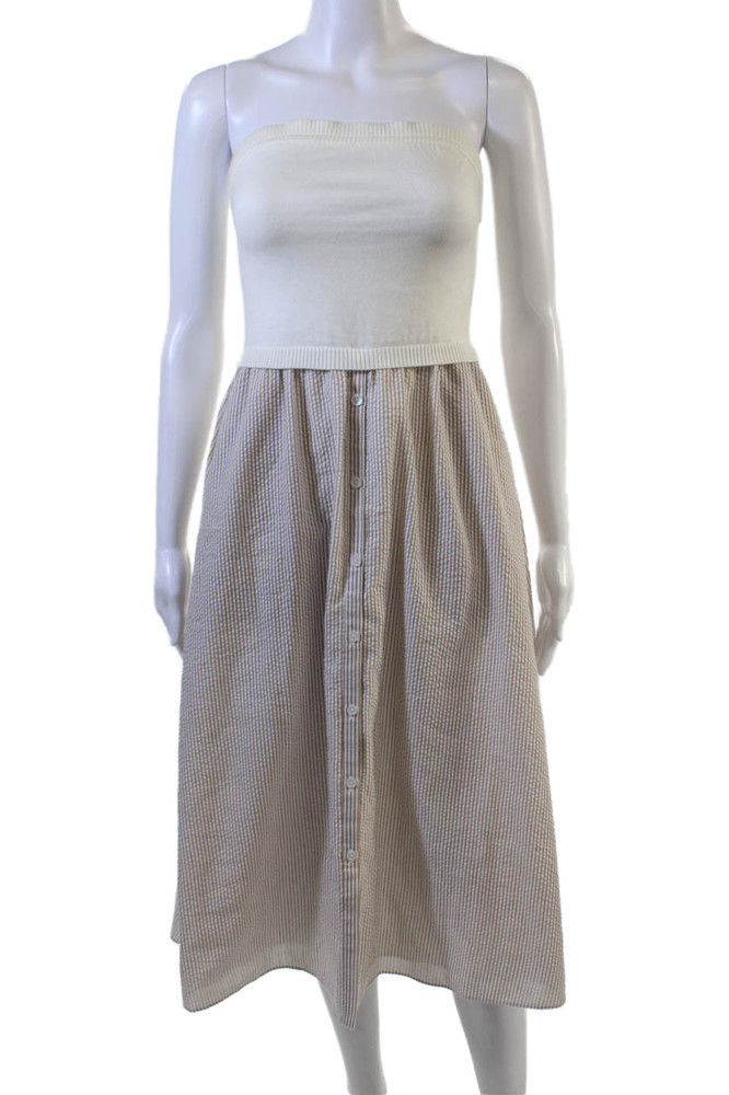 Central Park West Women Shirt Dress Beige Check Sleeveless Full-Length Size XSFree Shipping in US $100+ Orders | $6.95 Orders Below