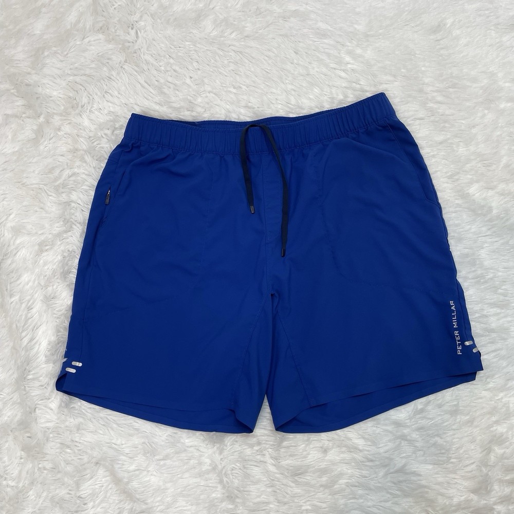 Peter Millar Men’s Size L Large Board Shorts Blue Zip Pockets Swim Beach