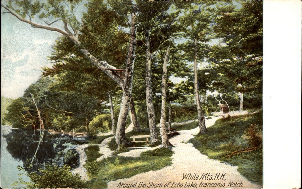Echo Lake shore Franconia Notch White Mtns New Hampshire~Leighton Publ~UDB c1905