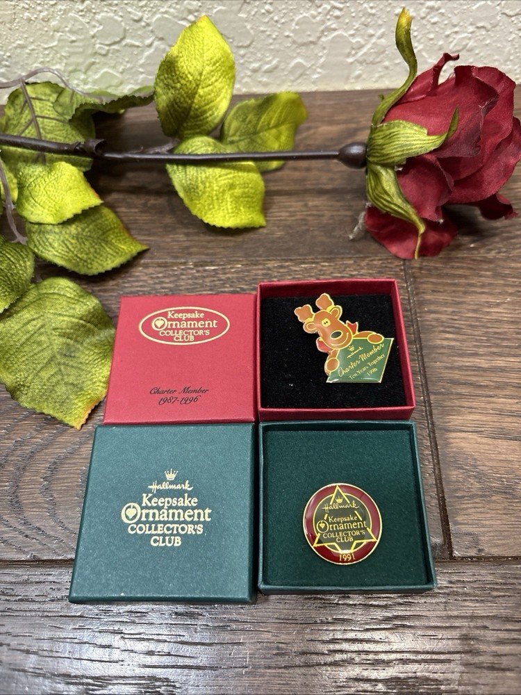Hallmark Keepsake Ornament Collector's Club Pins 1991 1996 Rodney Reindeer