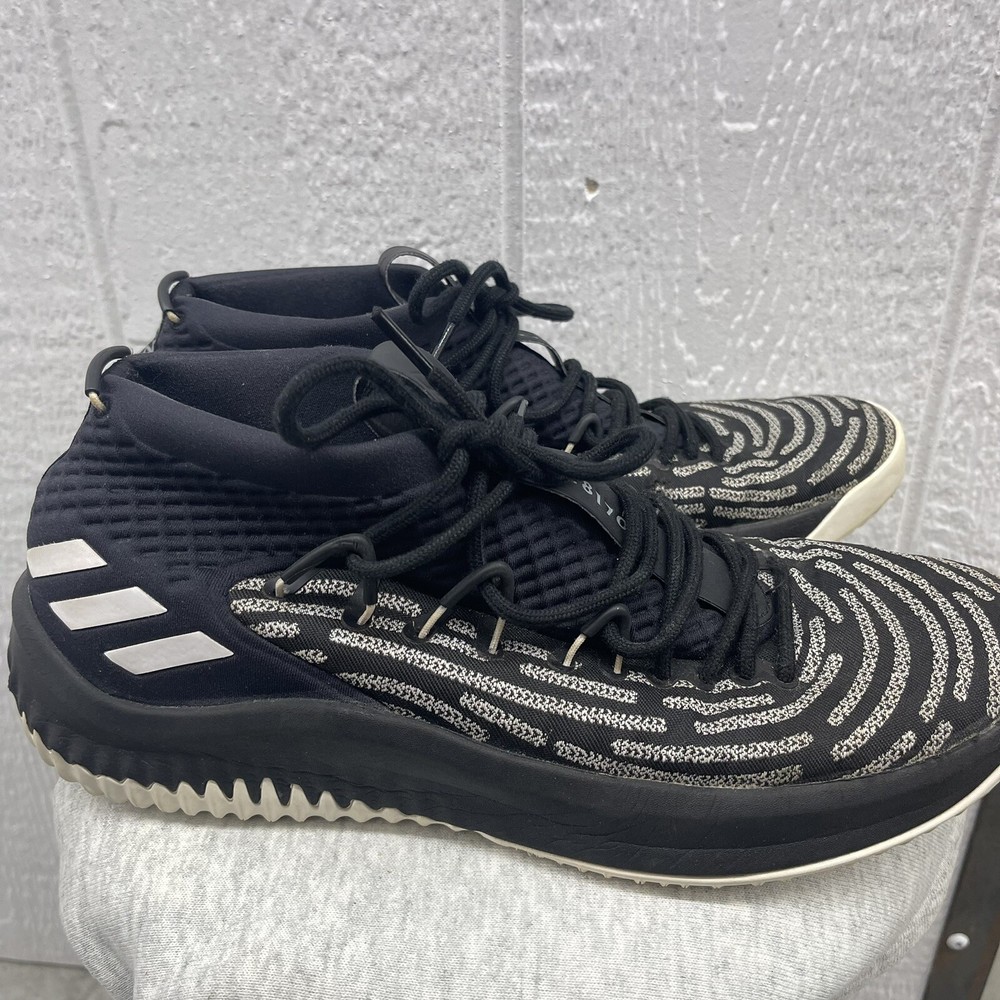 Adidas Mens Dame 4 Black Basketball Shoes Sneakers Size 11.5