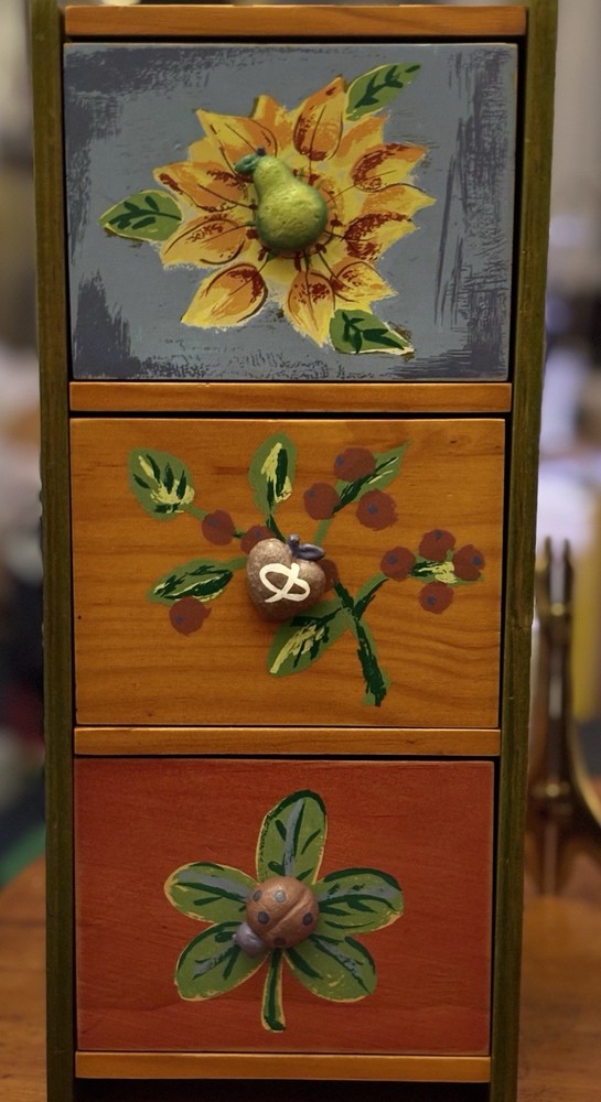 Good Fortune Vintage Tea Chest. Floral Nature Motif