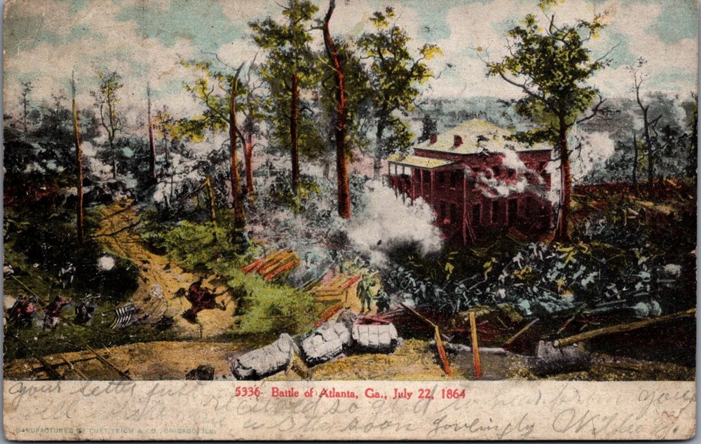 1909 Battle of Atlanta GA Civil War Postcard Curt Teich 1864 History