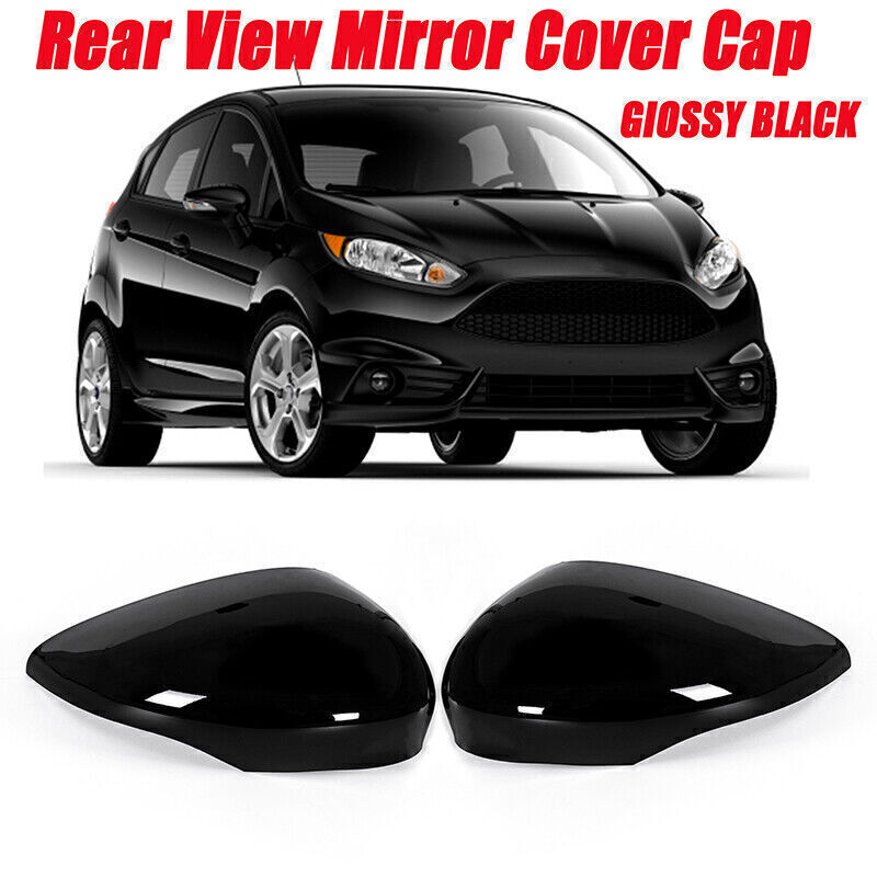 Gloss Black Rearview Mirror Cover with Indicator Light for Ford Fiesta 2009-2015  