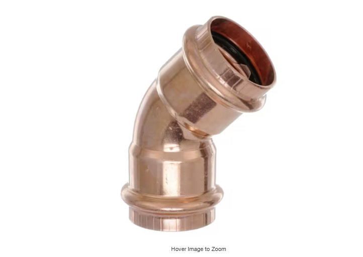 Viega ProPress 1-1/2 in. Press Copper 45° Elbow.