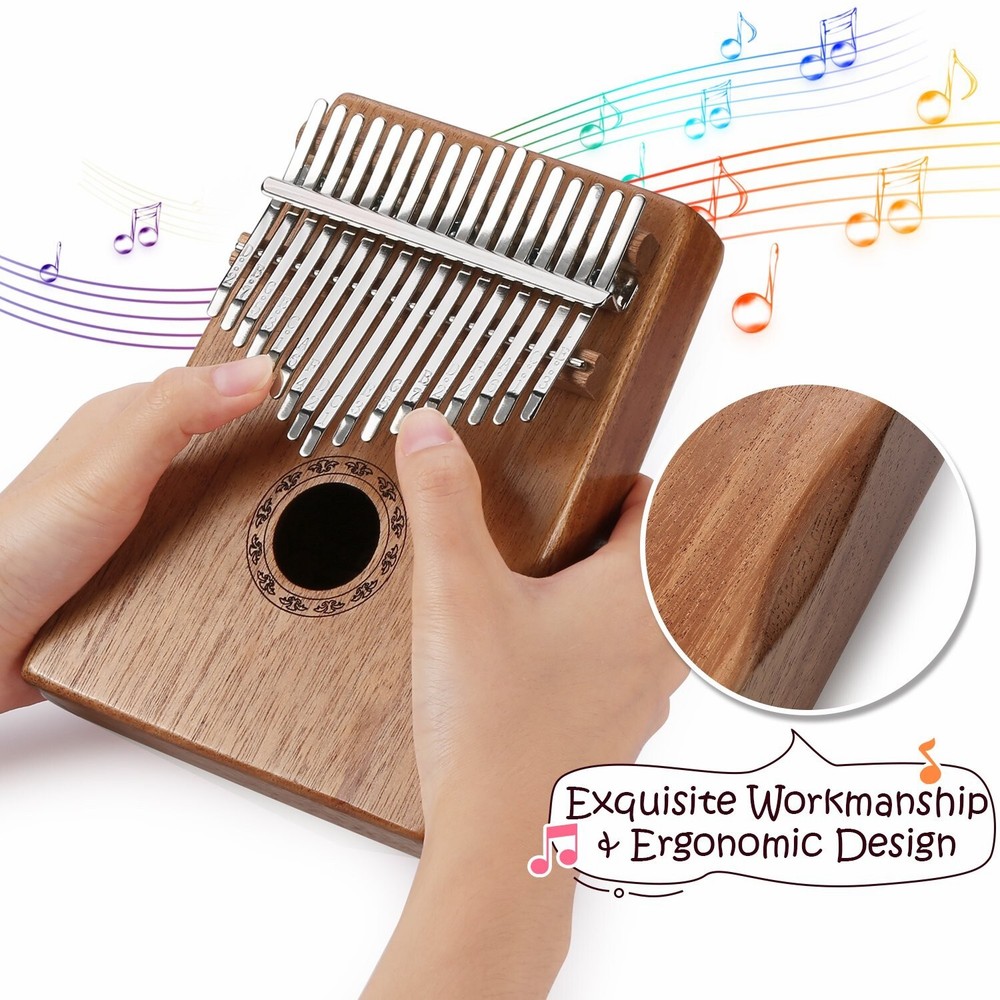 Kalimba 17Keys Thumb Piano Mahogany Tuning Hammer Wood Musical Instrument Gift