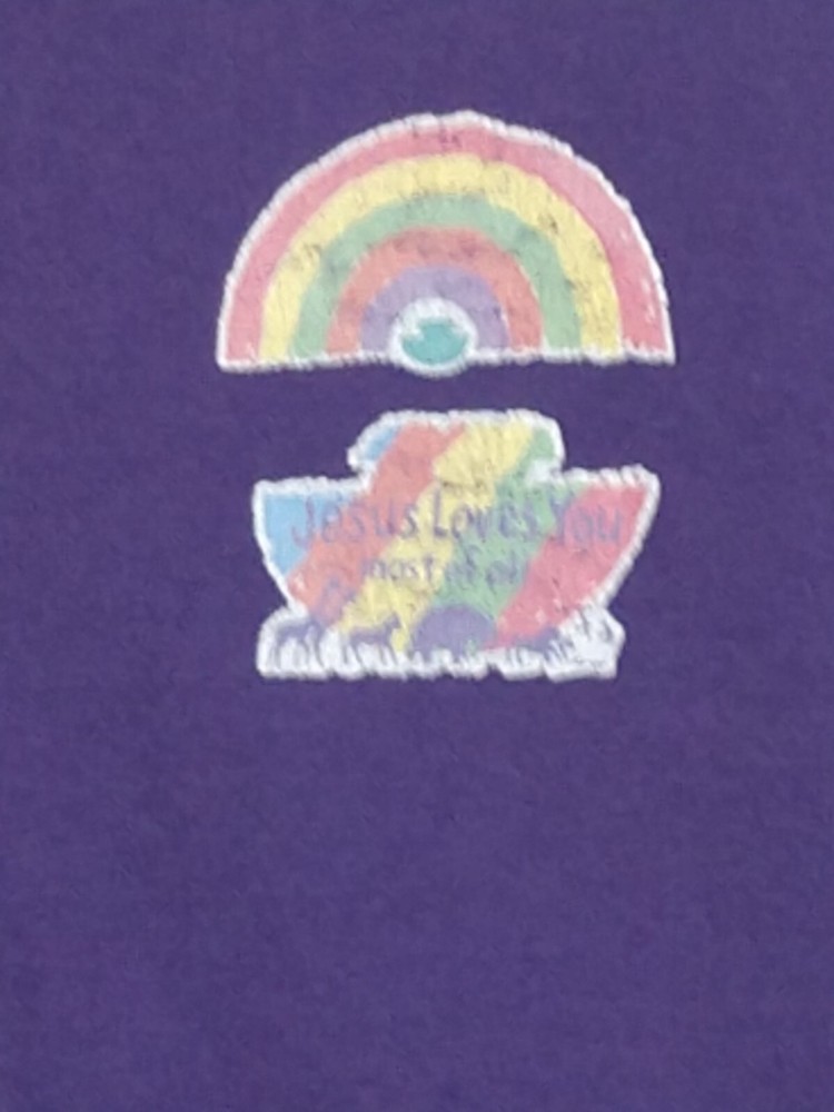 Vintage Jesus Loves You Rainbow TShirt Men's Size XL. Made In USA.