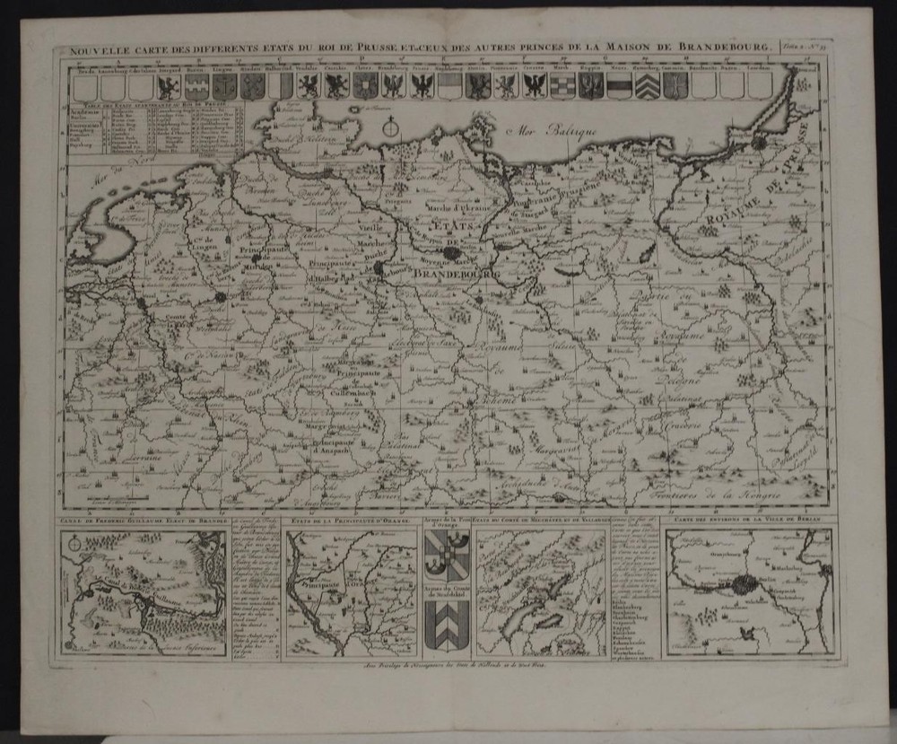 Poland Lithuania Prussia 1720 Chatelain Unusual Antique Copper Engraved MapANTIQUE COPPER ENGRAVED MAP OF PRUSSIA 1720 CHATELAIN