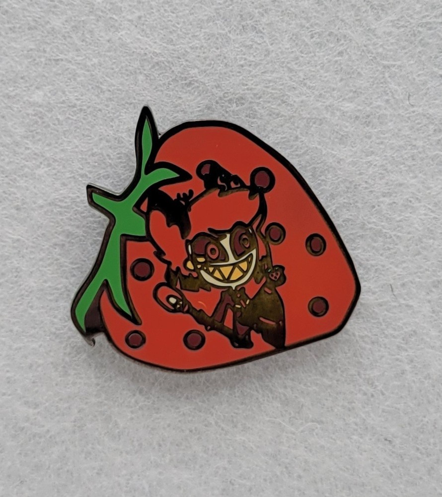 Fanmade Unofficial Hazbin Hotel Strawberry Chibi Alastor Enamel Pin