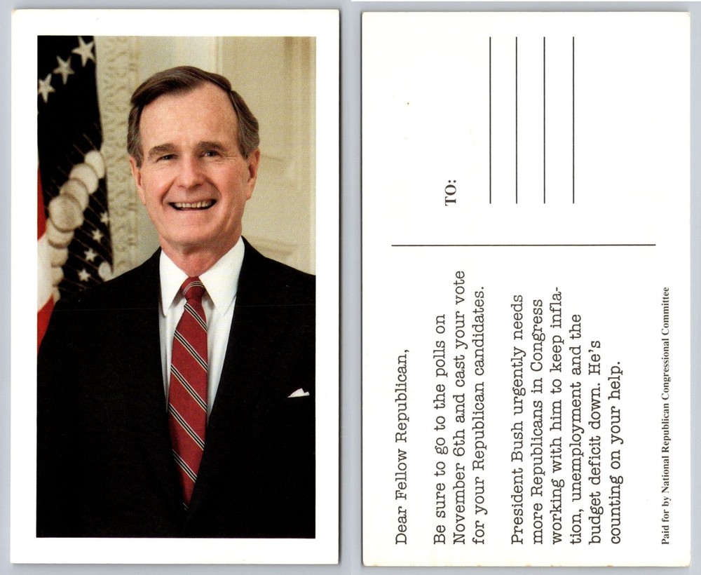 George H.W. Bush Presidential Political Campaign Postcard 1990s NRCC