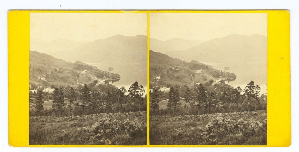 D0570~ SCOTLAND - GW Wilson Tarbet Loch Lomond c.1865 Stereoview
