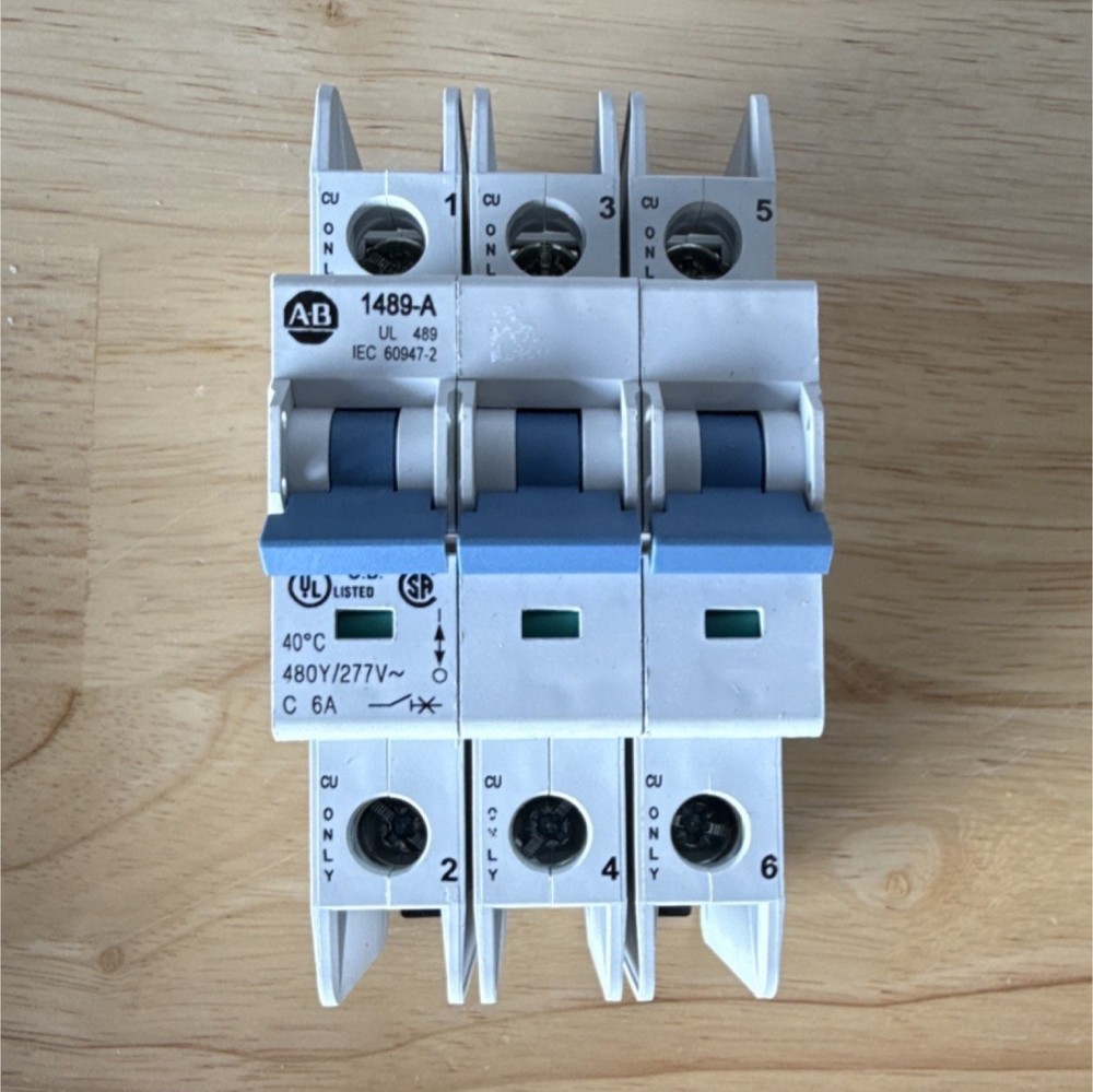 Allen-Bradley 1489-A3C060 3 Pole 6A 480Y/277V DIN Rail Circuit Breaker