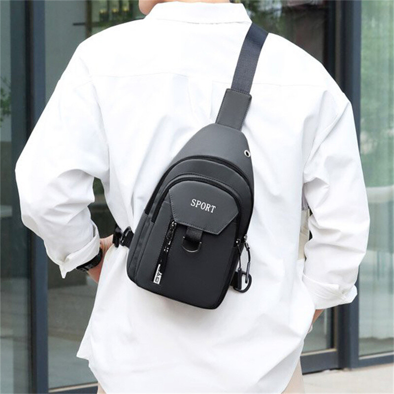 Men's Nylon Crossbody Shoulder Bag Casual Sling Backpack