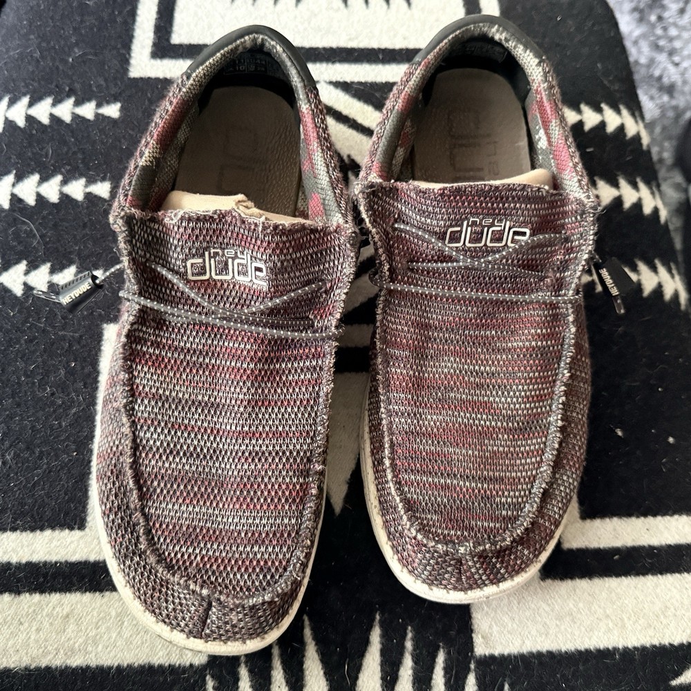Hey Dude Men's Sirocco Casual Shoes Black Red Size 11