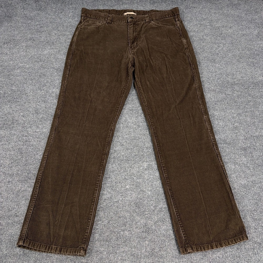 LL Bean Corduroy Pant Men 35x30 Brown Straight Leg Standard Fit