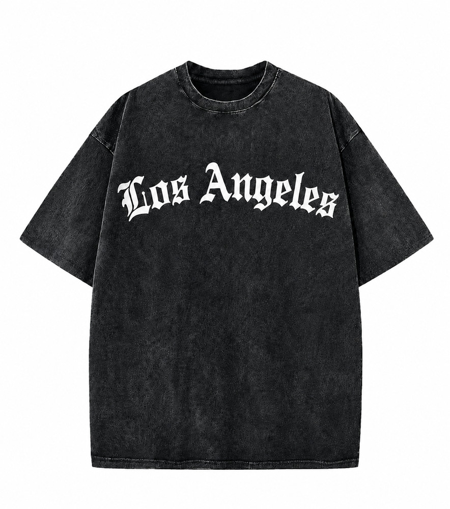 Vintage Washed Los Angeles Oversized T Shirt Men Women Streetwear Graphic Tee