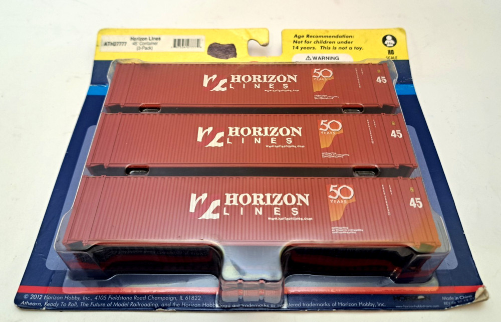 Athearn HO Scale 45' Container Horizon Lines 3-Pack ATH27777 - Brand New Sealed