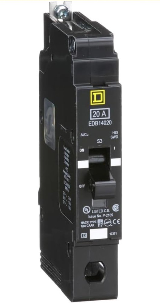 Square D EDB14020 Circuit Breaker 20A 1P 277V Bolt-On New Sealed