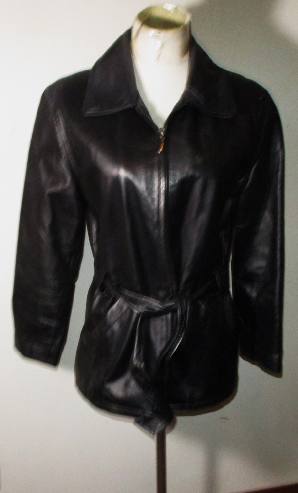 Leather TIMOTHY DANIELS Black Full Zip 100% Leather Jacket Size S