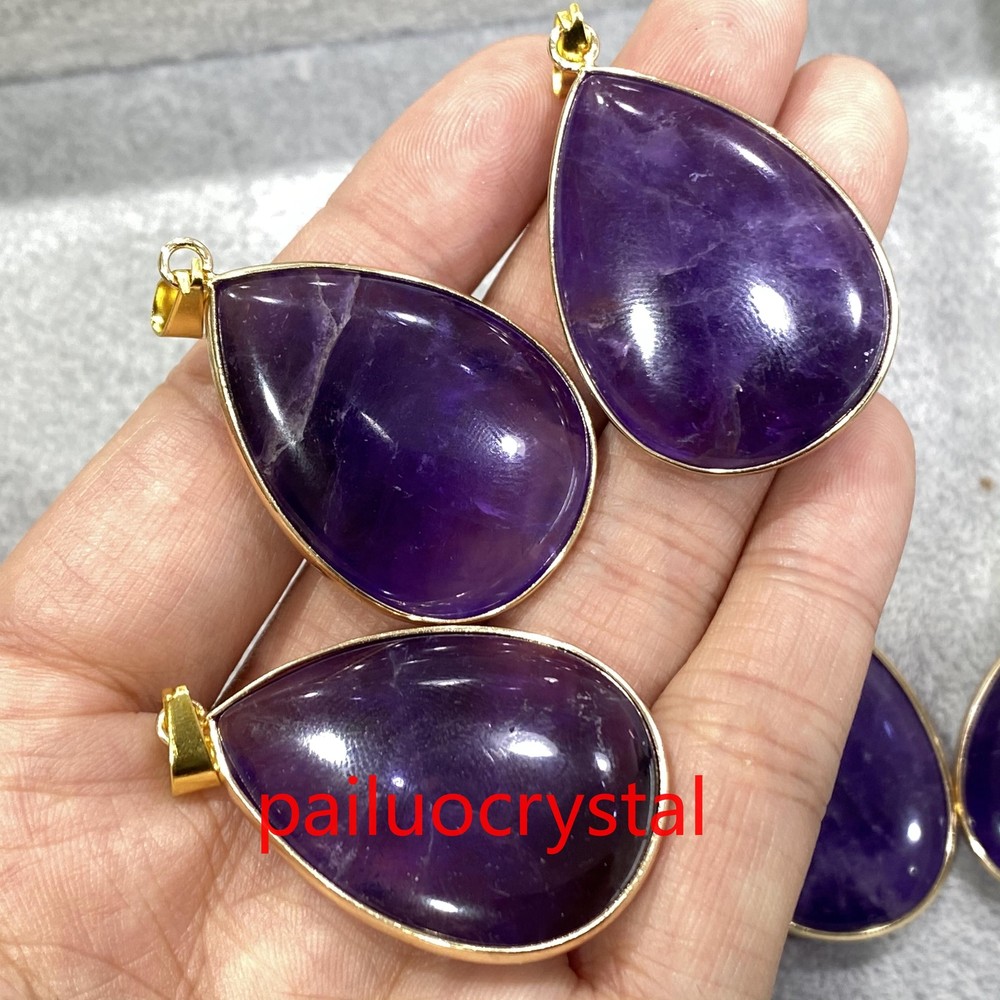 1.5 Inch Natural Amethyst Quartz Crystal Skull Pendant for Reiki Healing - Set of 3