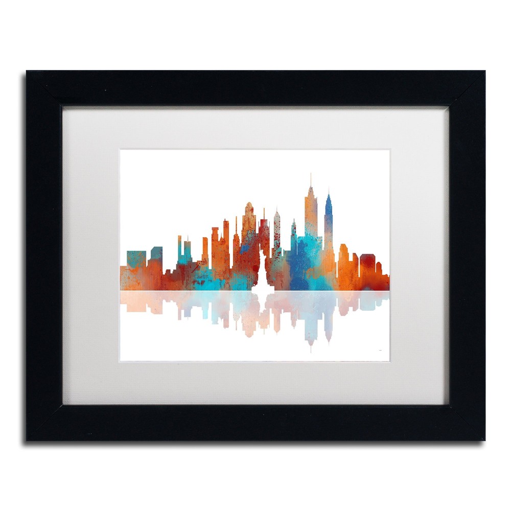 New York Skyline Art Print by Marlene Watson 11x14 White Matte Frame