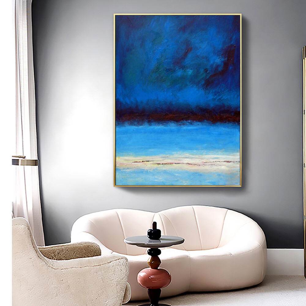 Modern Paintings Hand Painted Wall Art Picture Abstract Blue Cloud Landscape